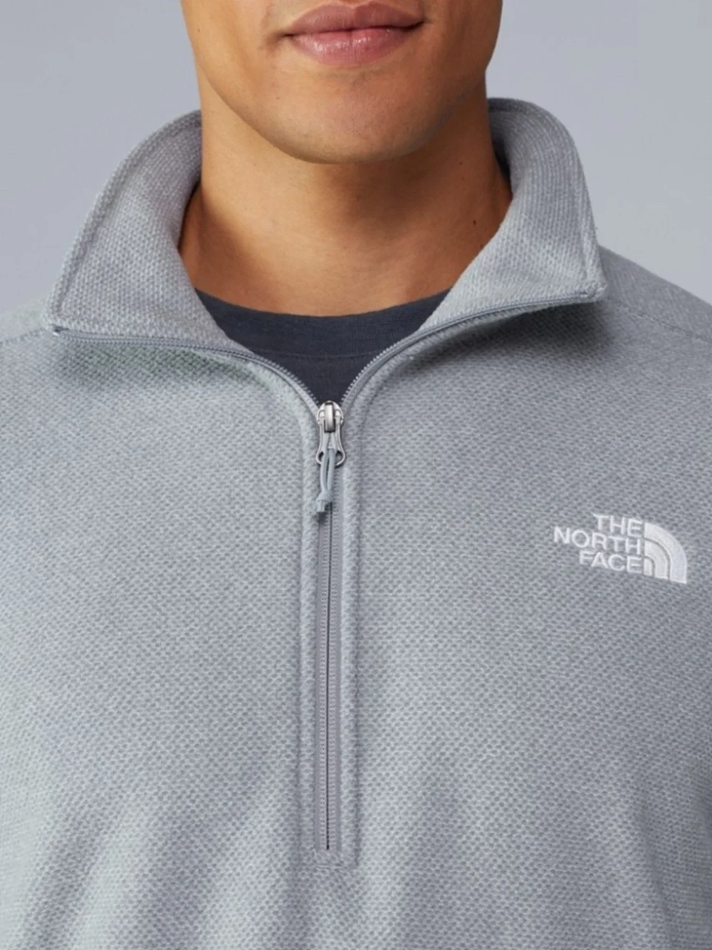 The North Face Texture Cap Rock Quarter-Zip Fleece Fleece Pullover in Mid Gray M